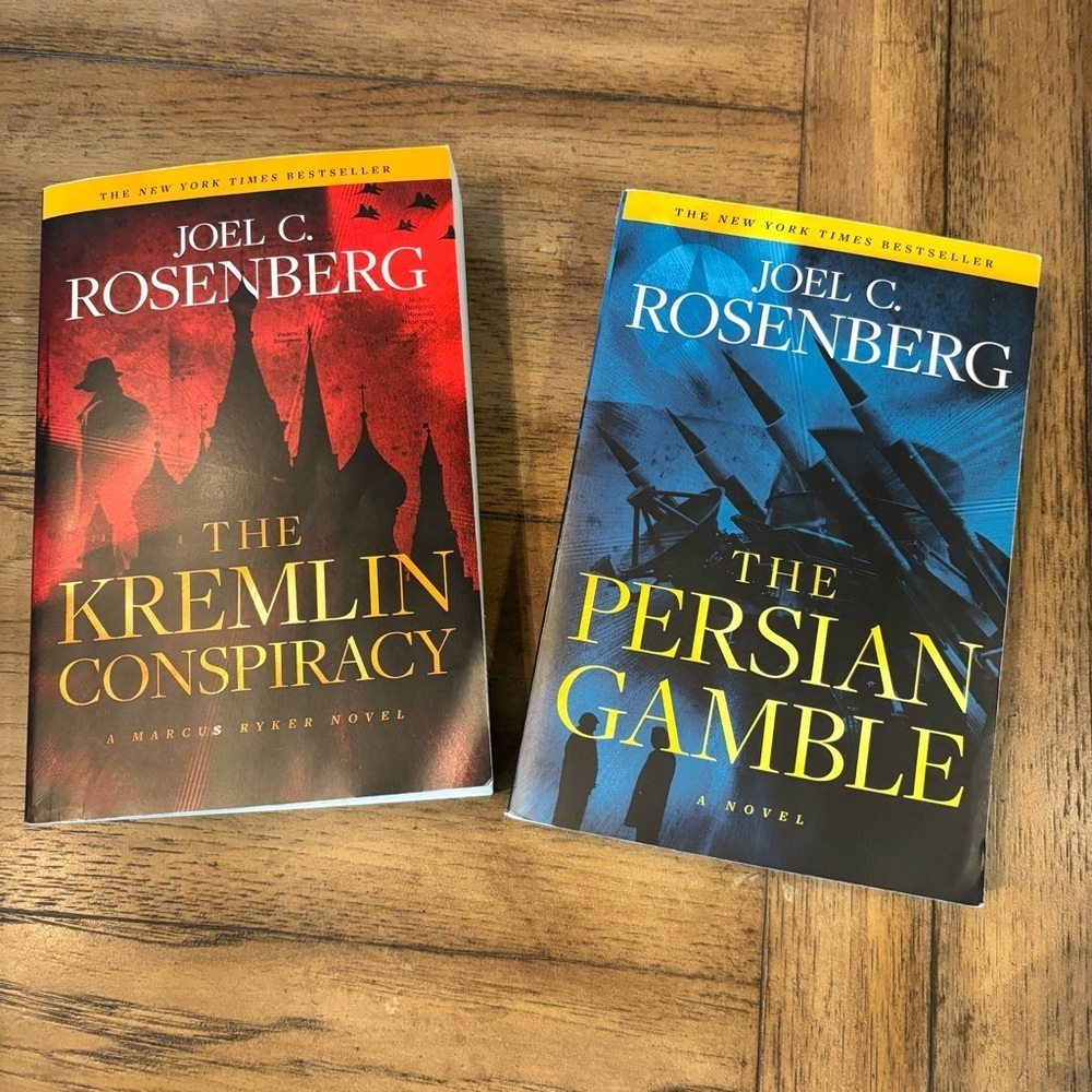 Joel C Rosenberg Set of Two Books, Paperback,Thriller, Vacation Travel Lounging